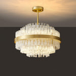 Modern Gold Glass Rod Chandelier for Dining Room and Living Room