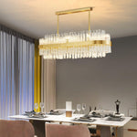 Modern Gold Glass Rod Chandelier for Dining Room and Living Room