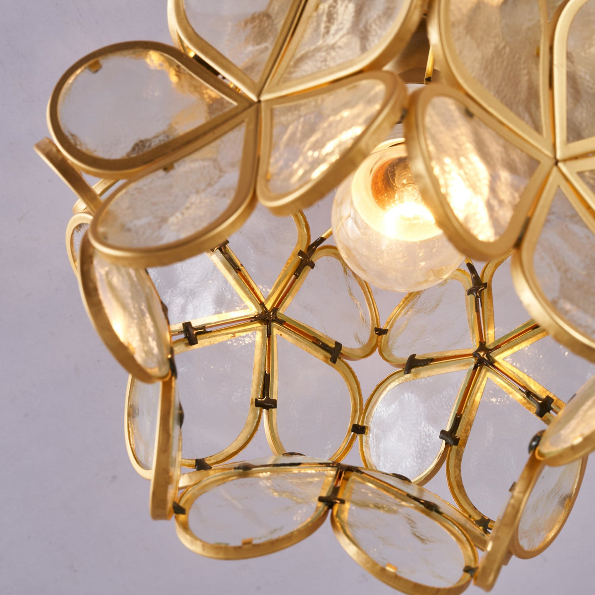 Golden Bloom Flush Mount Ceiling Light in Brass and Glass for Modern Interiors