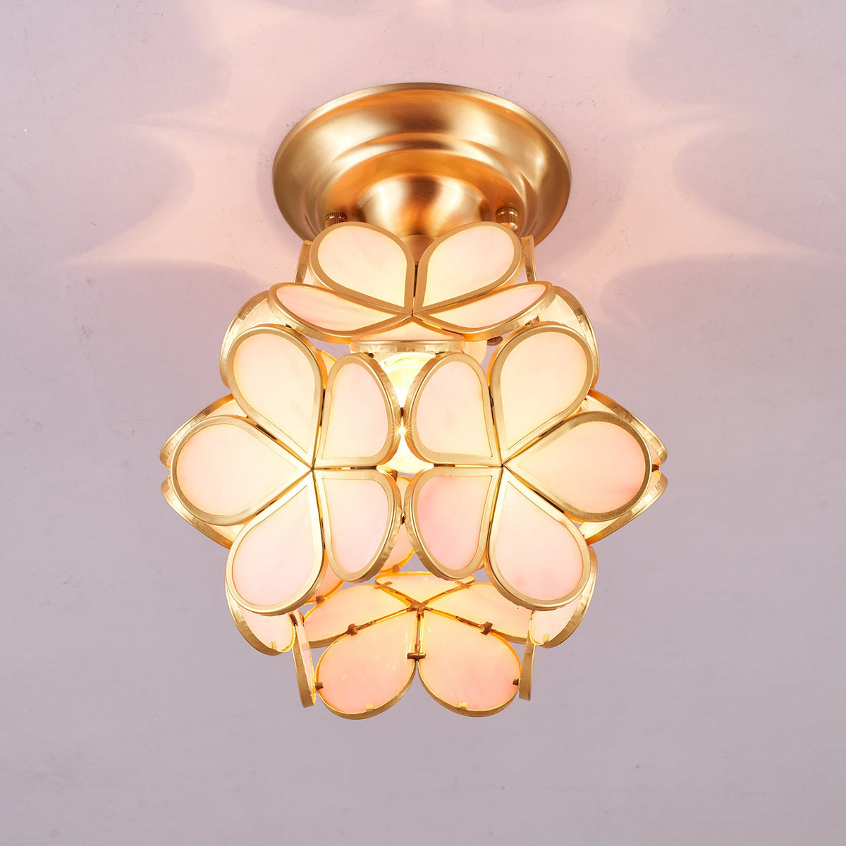 Golden Bloom Flush Mount Ceiling Light in Brass and Glass for Modern Interiors