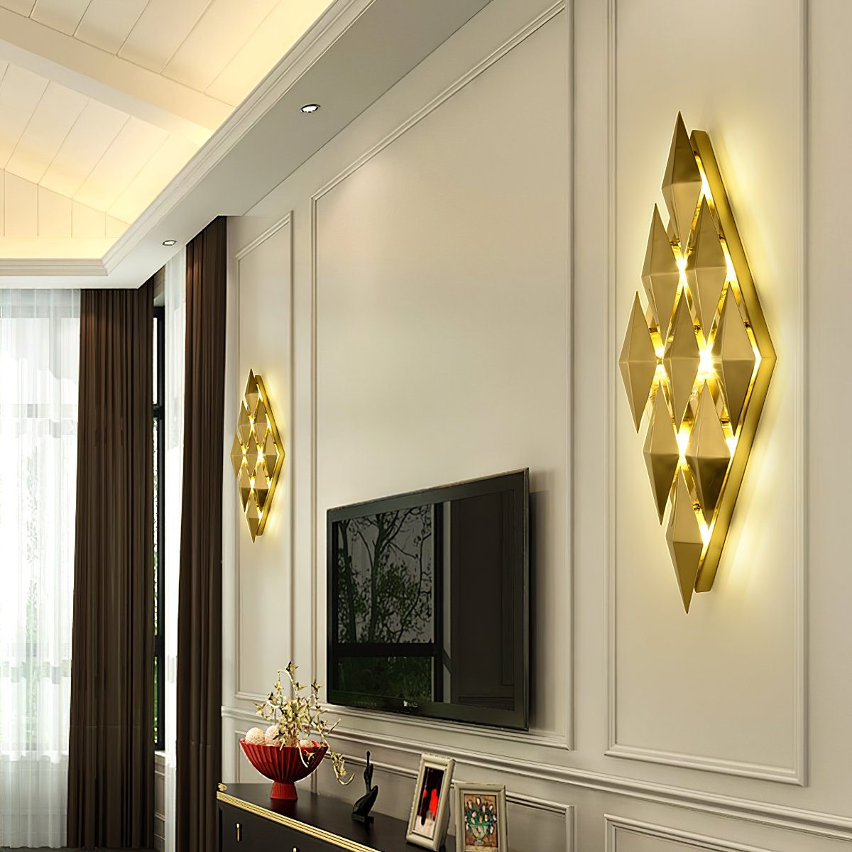 Golden Honeycomb LED Wall Light