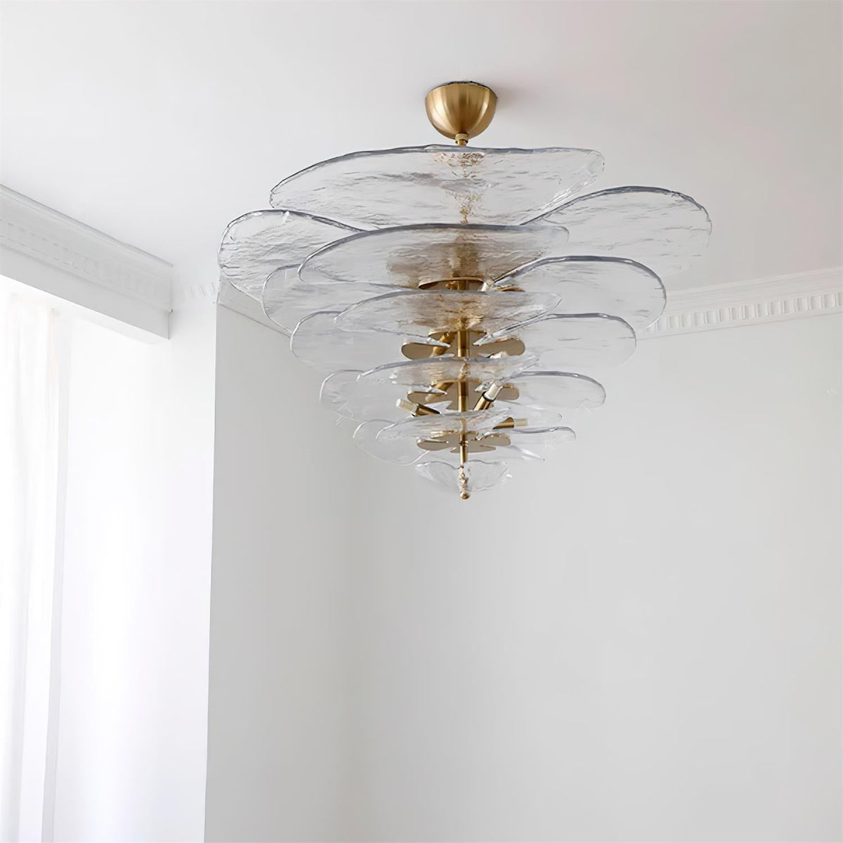 Petals Glass Chandelier – Hand-Blown Art Glass Pendant Light in Gold