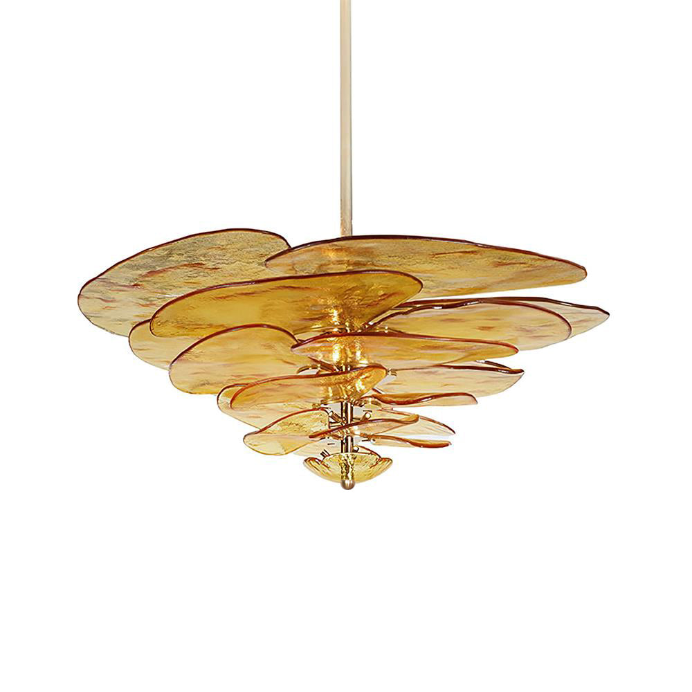 Petals Glass Chandelier – Hand-Blown Art Glass Pendant Light in Gold