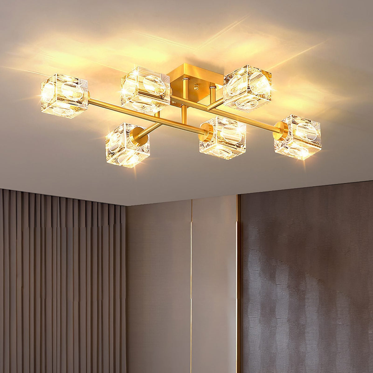 Golden Rubik’s Cube Ceiling Lamp