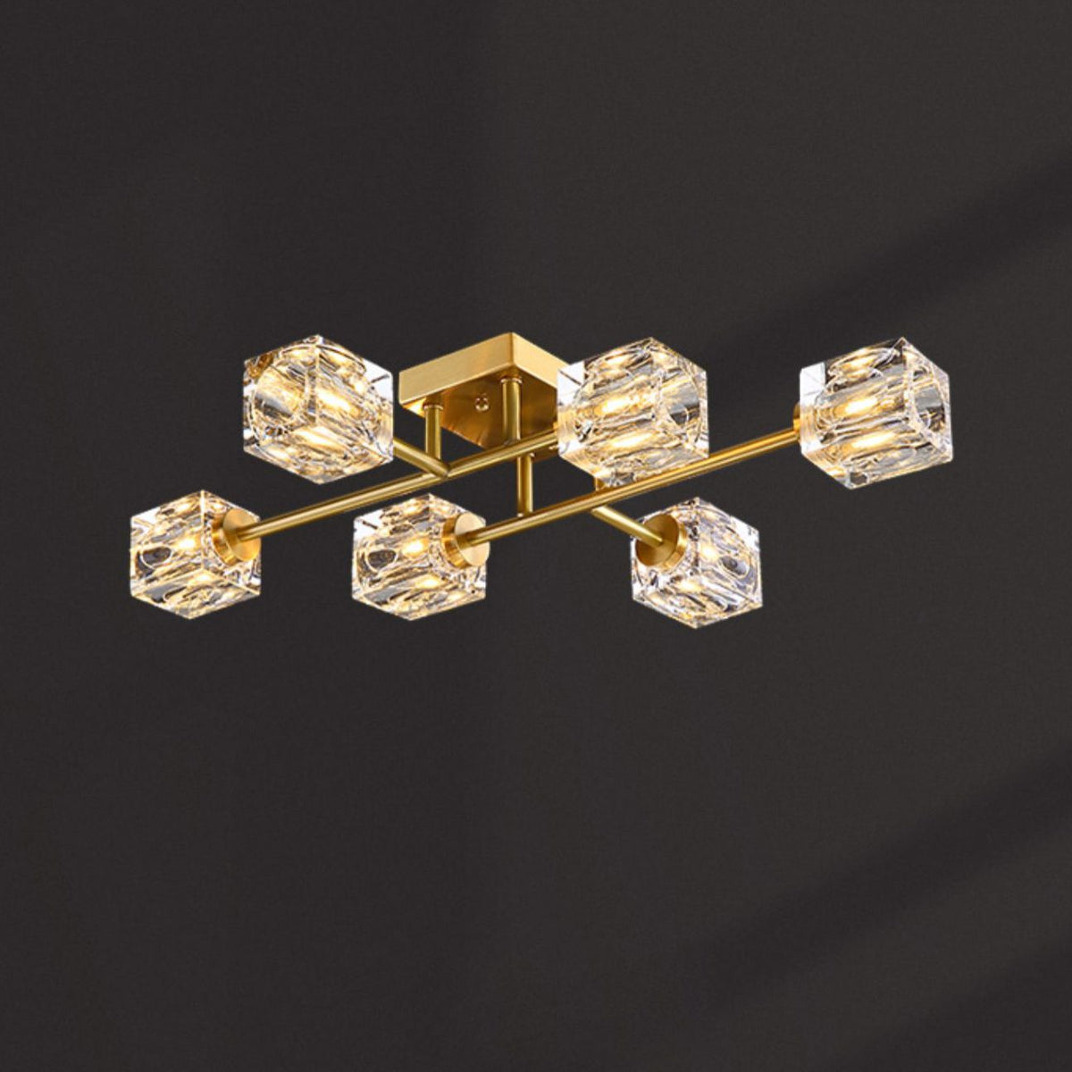 Golden Rubik’s Cube Ceiling Lamp