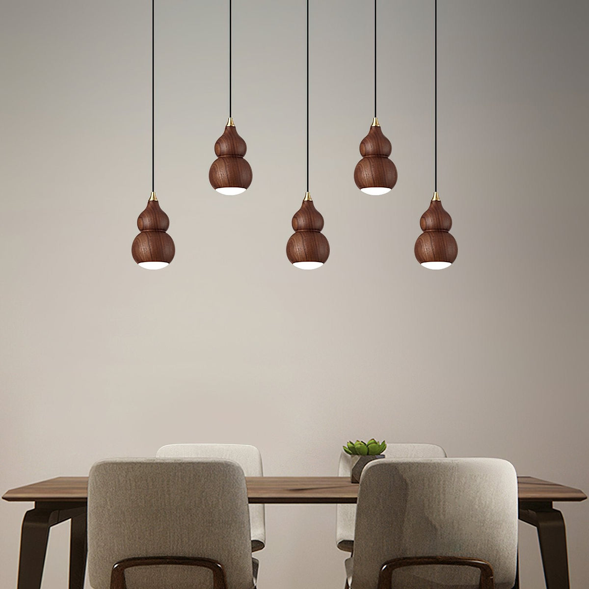 Wooden Gourd Pendant Lamp