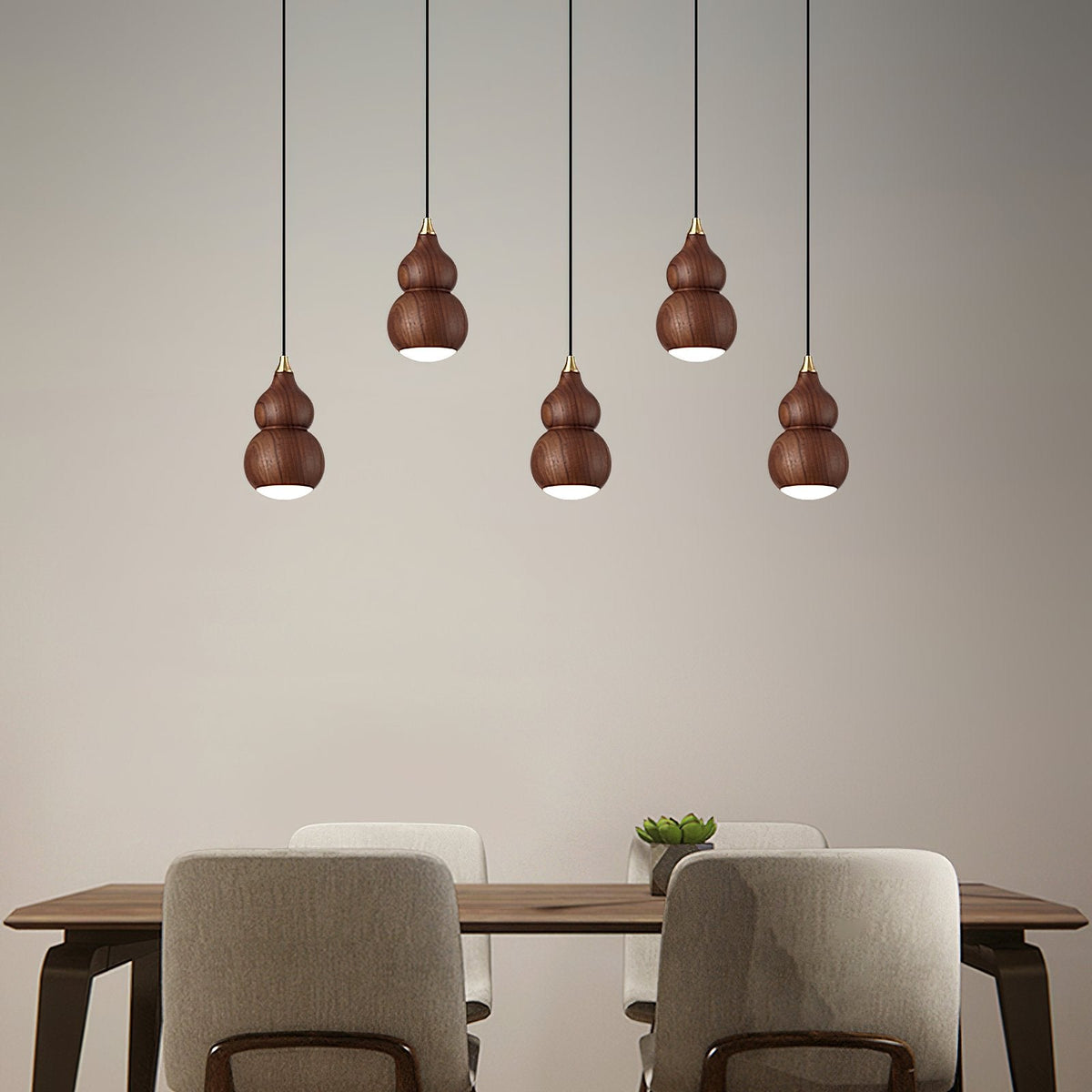 Wooden Gourd Pendant Lamp