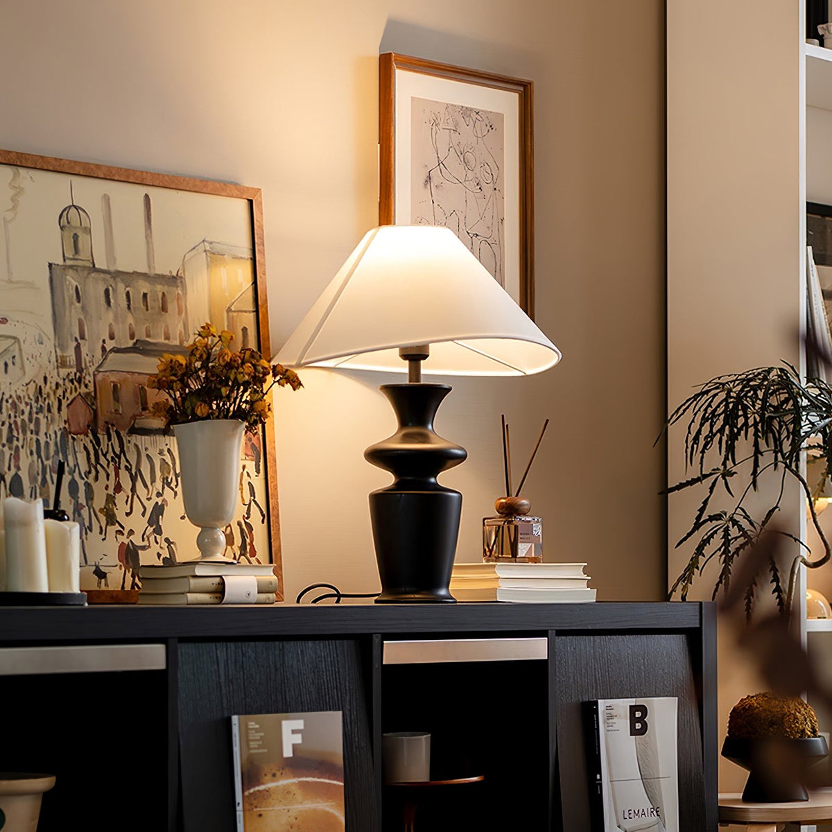 Grace Wood Table Lamp – Modern Designer Bedside Lighting with Fabric Shade