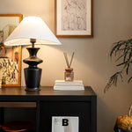 Grace Wood Table Lamp – Modern Designer Bedside Lighting with Fabric Shade