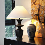 Grace Wood Table Lamp – Modern Designer Bedside Lighting with Fabric Shade