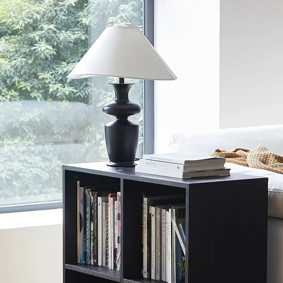 Grace Wood Table Lamp – Modern Designer Bedside Lighting with Fabric Shade