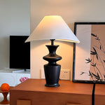 Grace Wood Table Lamp – Modern Designer Bedside Lighting with Fabric Shade