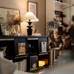 Grace Wood Table Lamp – Modern Designer Bedside Lighting with Fabric Shade