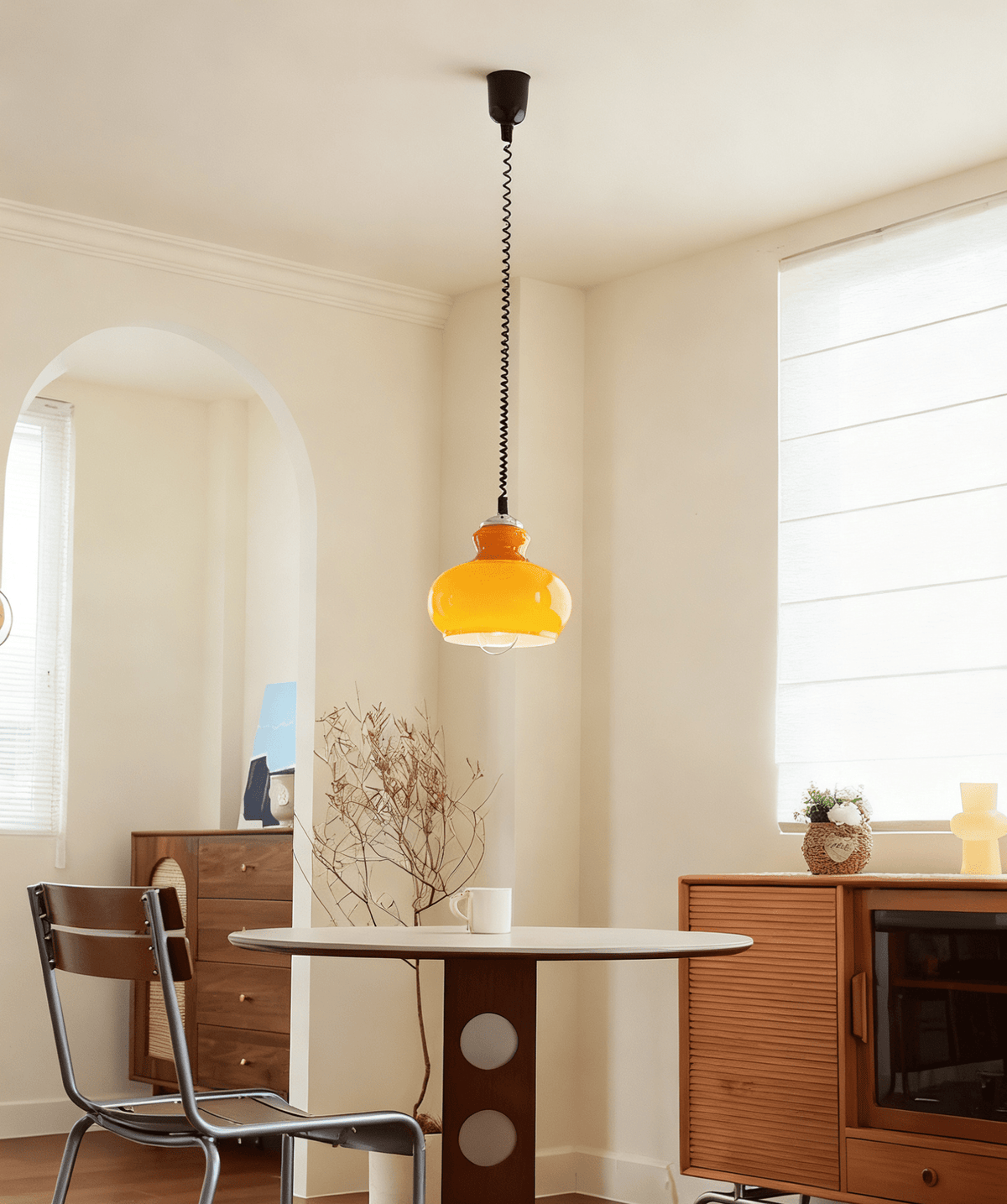 Gradient Glass Coil Pendant Light – Artisan Glass Pendant for Dining & Living Spaces