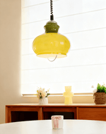 Gradient Glass Coil Pendant Light – Artisan Glass Pendant for Dining & Living Spaces