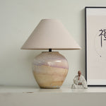 Artisan Gradient Ceramic Jar Table Lamp with Linen Shade