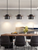 Gravitas Lumina Pendant Light in Black Travertine and Walnut