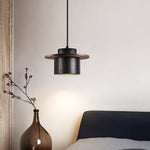Gravitas Lumina Pendant Light in Black Travertine and Walnut