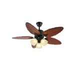 Banana Leaf Wood Ceiling Fan with Integrated LED Light for Tropical Interiors