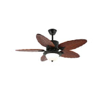 Banana Leaf Wood Ceiling Fan with Integrated LED Light for Tropical Interiors