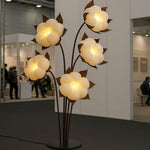 Green Blossom Floor Lamp – Sculptural Sage Bloom with Matte Black Stems