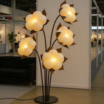 Green Blossom Floor Lamp – Sculptural Sage Bloom with Matte Black Stems