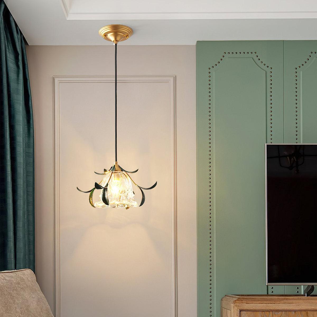 Green Leaf Floral Pendant Light