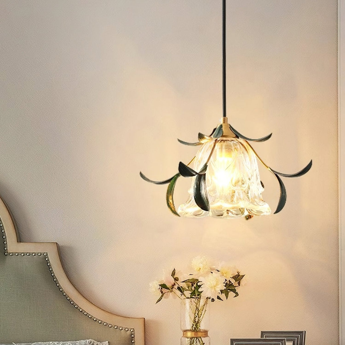 Green Leaf Floral Pendant Light