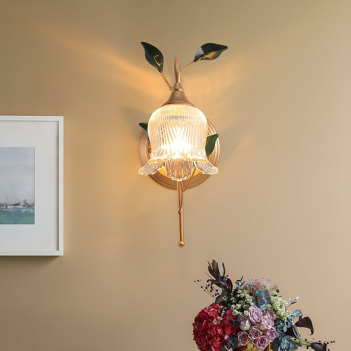 Green Leaf Floral Wall Light