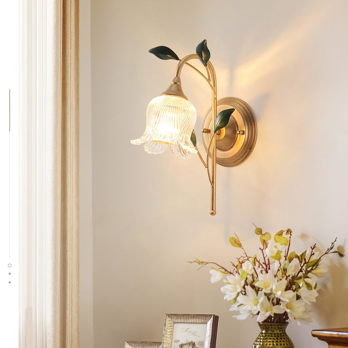 Green Leaf Floral Wall Light
