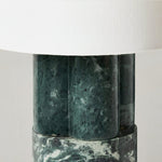 Green Marble Table Lamp with White Drum Shade for Modern Interiors