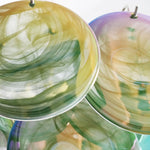 Green Glass Disc Chandelier – Modern Art Glass Pendant for Dining Room and Living Room