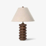 Greyson Table Lamp in Stained Oak and Antique Brass with Linen Shade