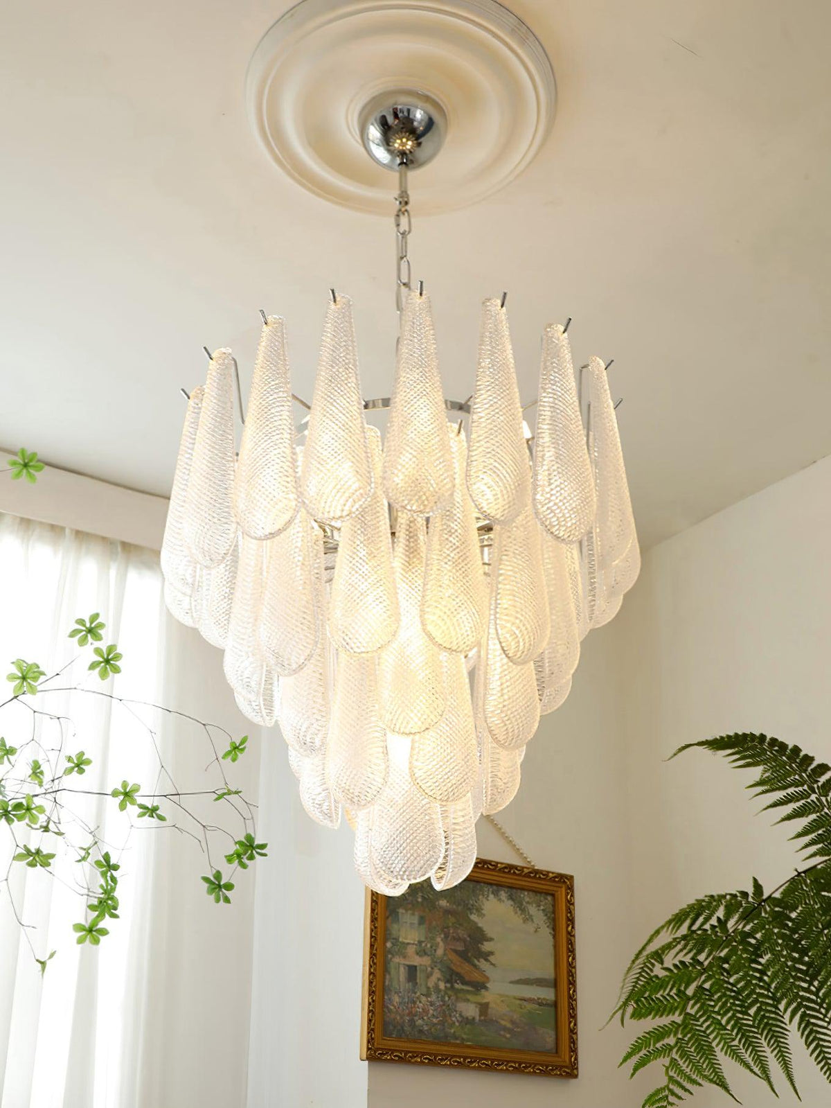grid-glass-waterfall-chandelier