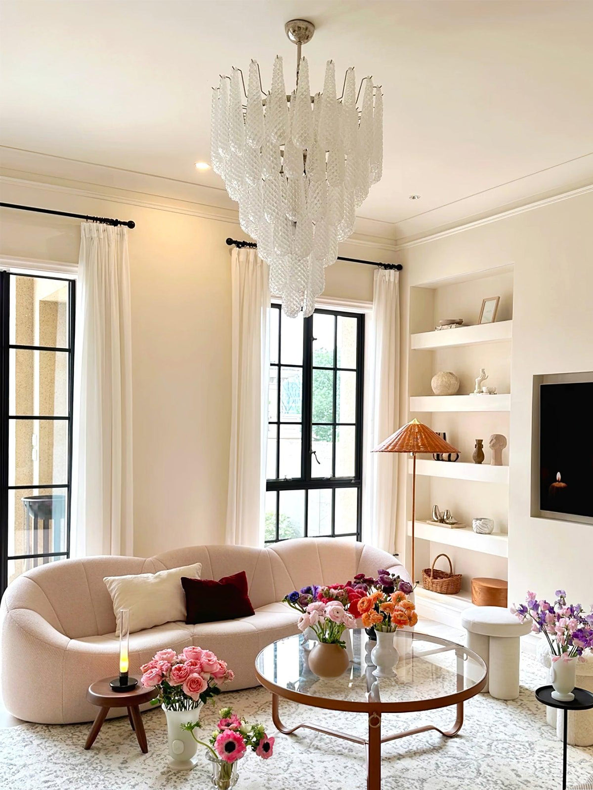 grid-glass-waterfall-chandelier