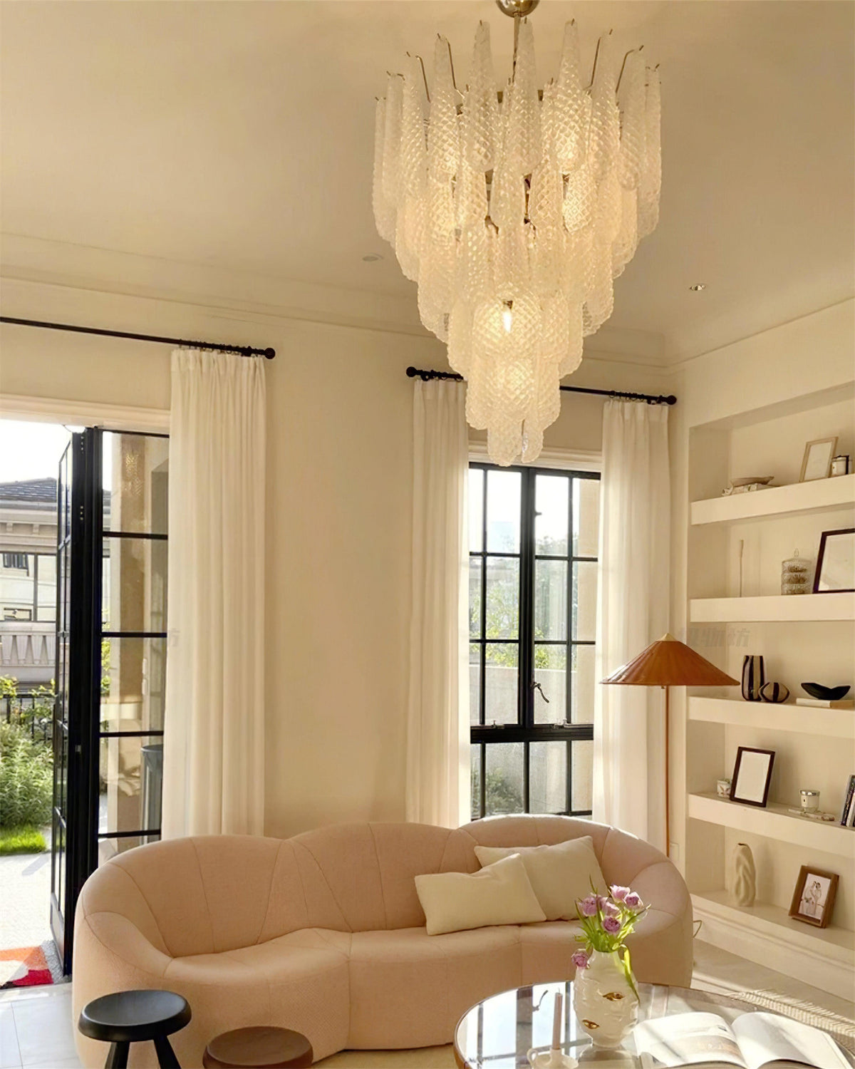 grid-glass-waterfall-chandelier