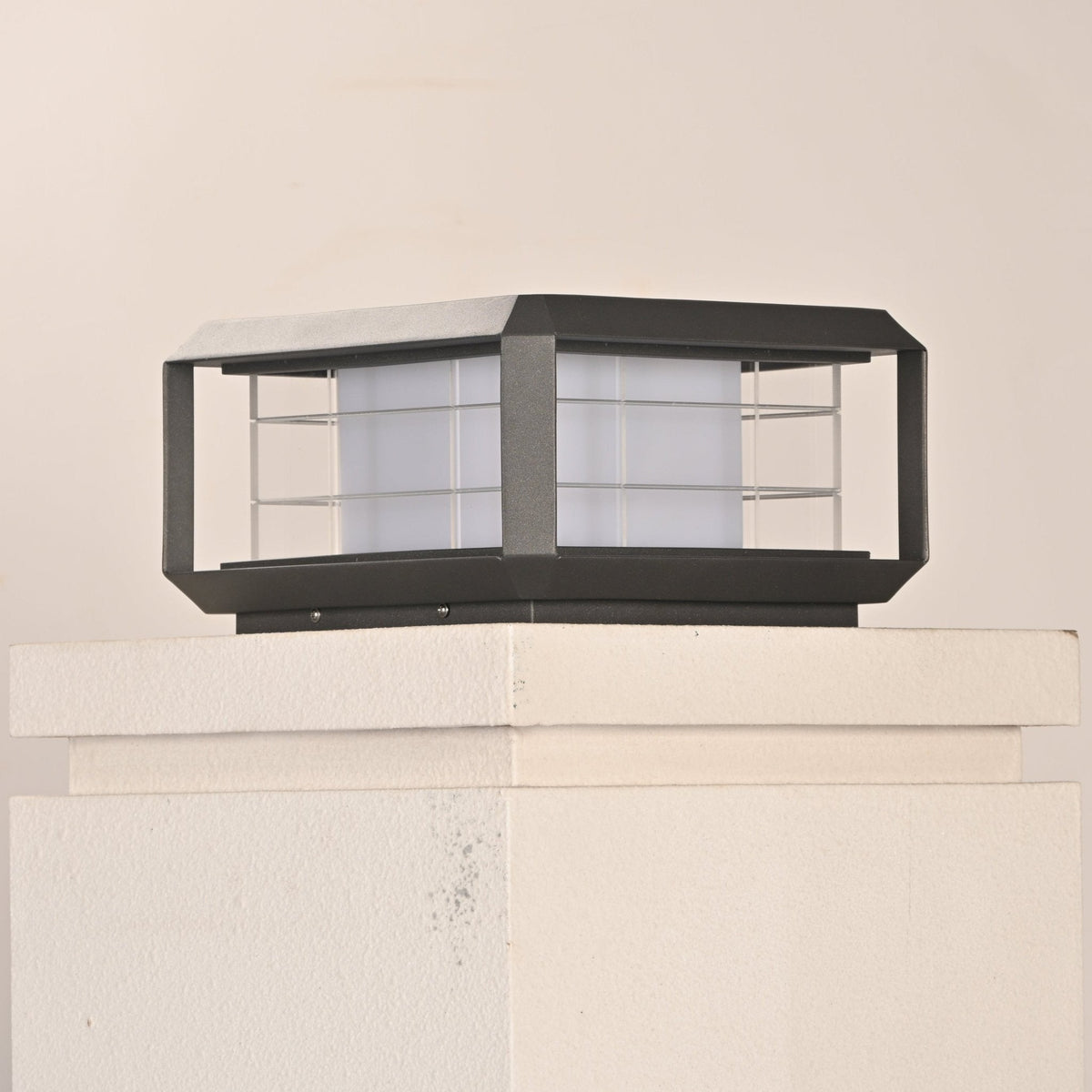 Grid Guard Solar Lantern — Architectural Outdoor LED Post Light
