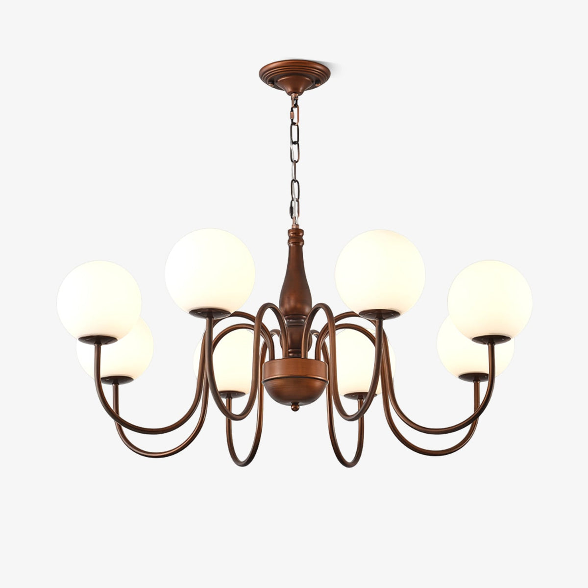 Grove Balls Chandelier – Frosted Glass & Copper-Tone Metal Pendant Light