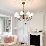 Grove Balls Chandelier – Frosted Glass & Copper-Tone Metal Pendant Light