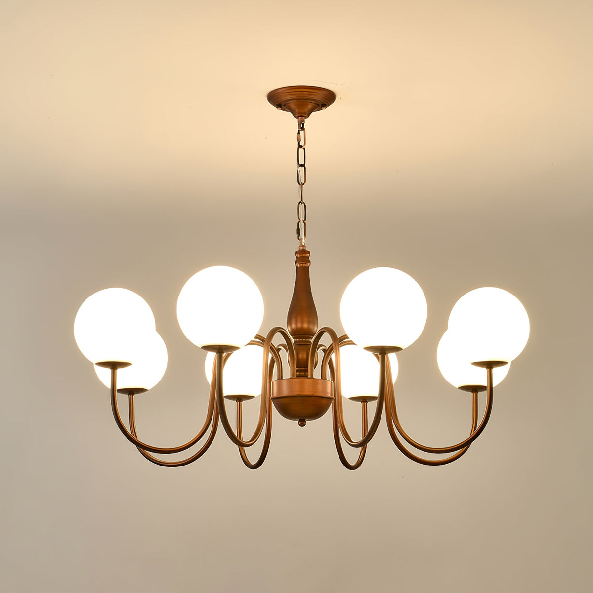 Grove Balls Chandelier – Frosted Glass & Copper-Tone Metal Pendant Light