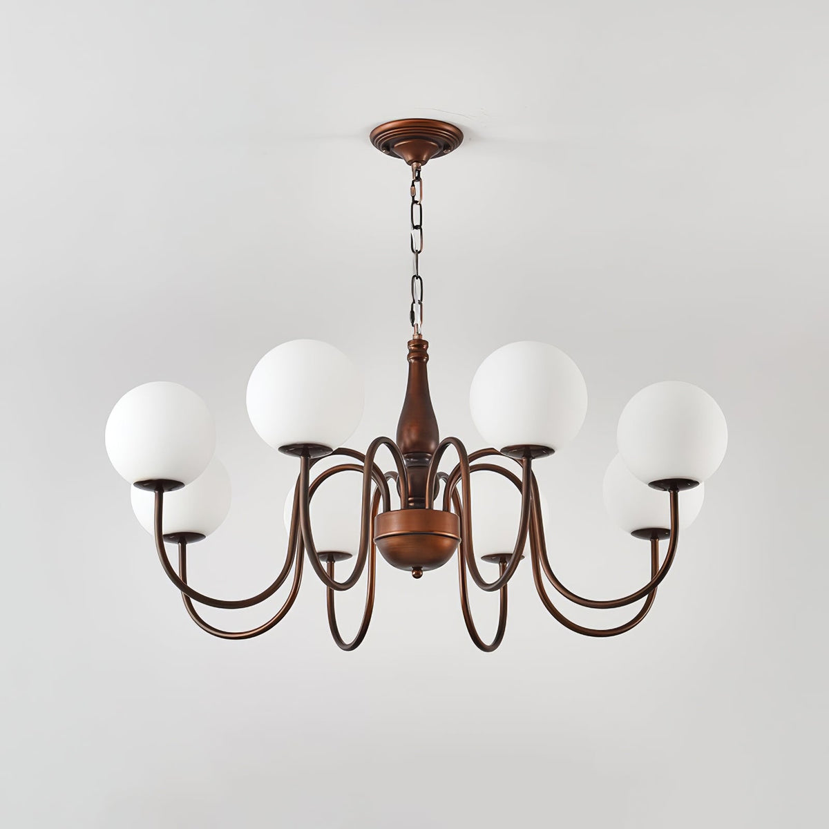 Grove Balls Chandelier – Frosted Glass & Copper-Tone Metal Pendant Light