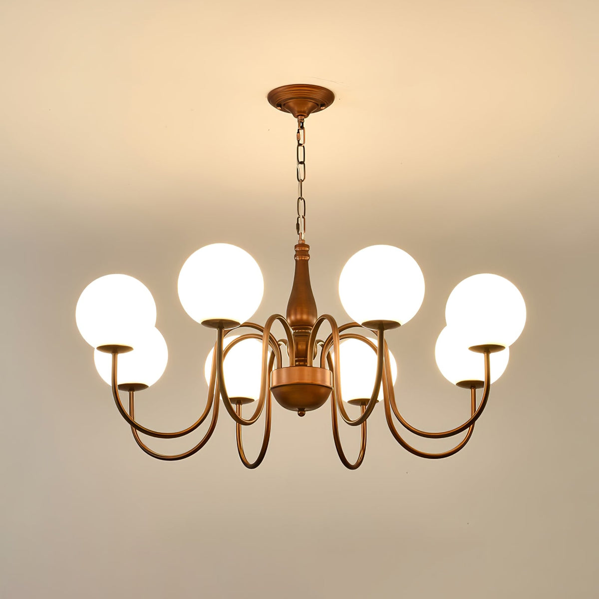 Grove Balls Chandelier – Frosted Glass & Copper-Tone Metal Pendant Light