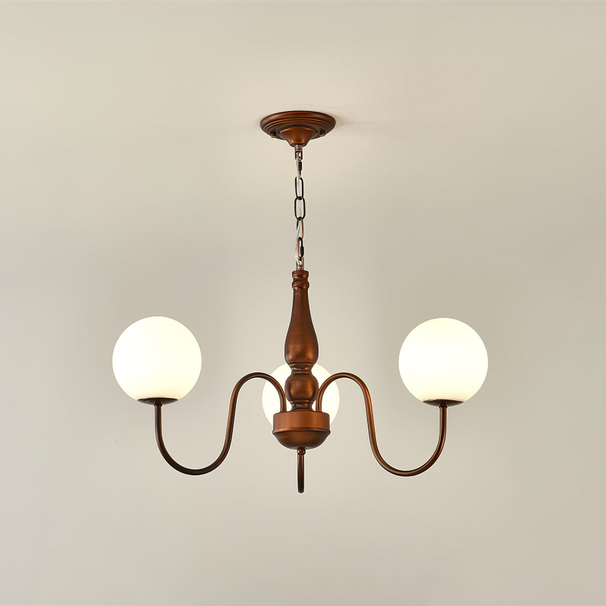 Grove Balls Chandelier – Frosted Glass & Copper-Tone Metal Pendant Light