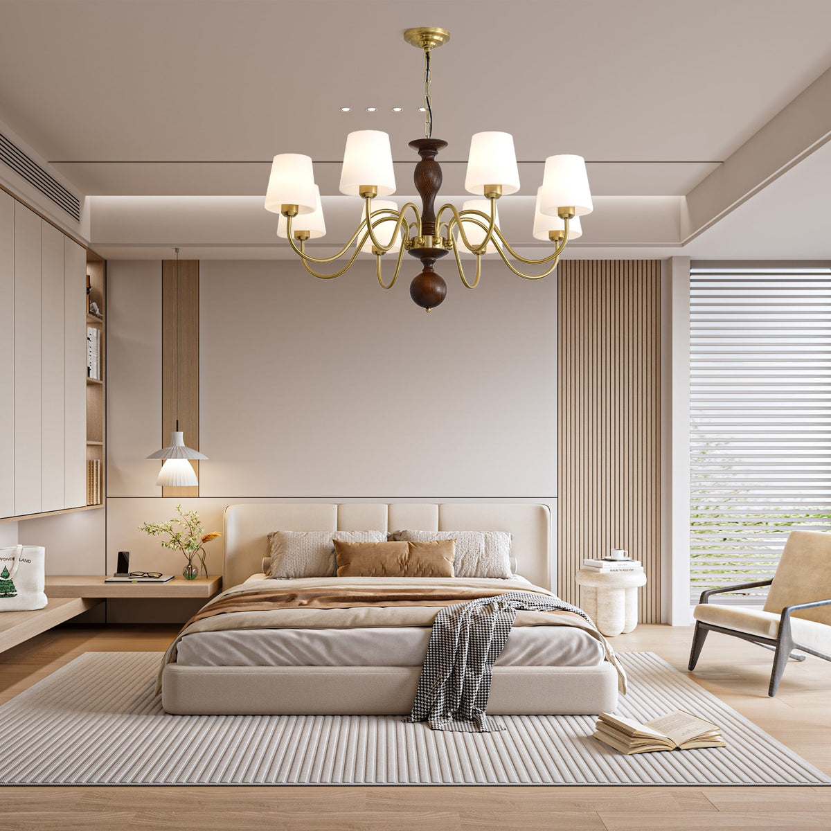 Grove Haven Wood and Brass Chandelier for Dining Room and Living Room