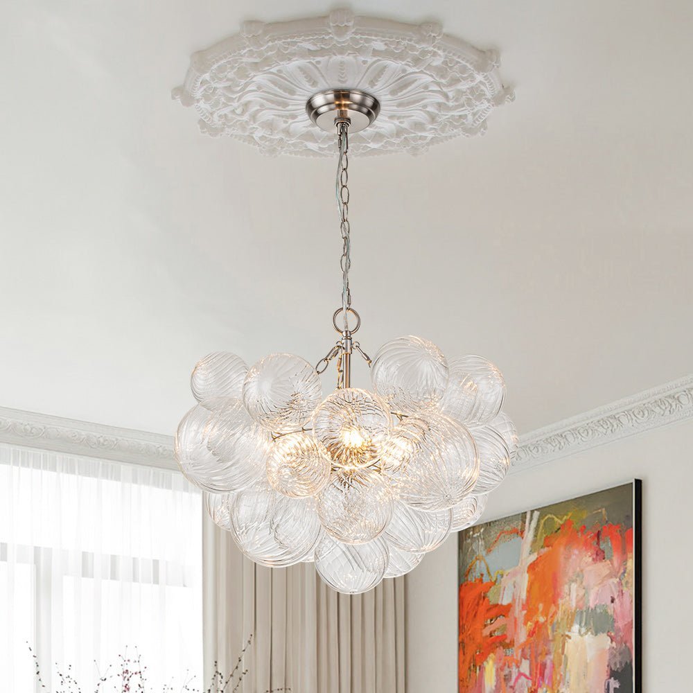 Lumière Cascade Glass Ball Chandelier – Modern Sculptural Pendant Light