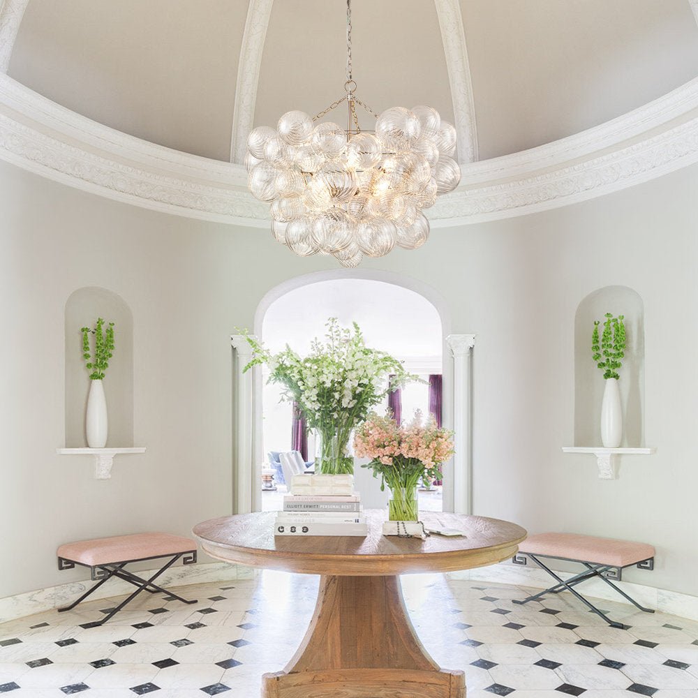 Lumière Cascade Glass Ball Chandelier – Modern Sculptural Pendant Light