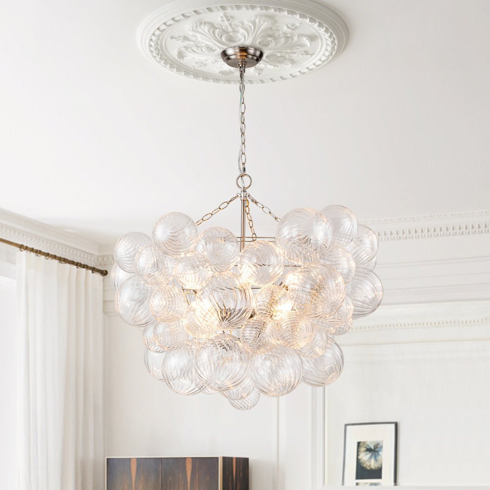 Lumière Cascade Glass Ball Chandelier – Modern Sculptural Pendant Light