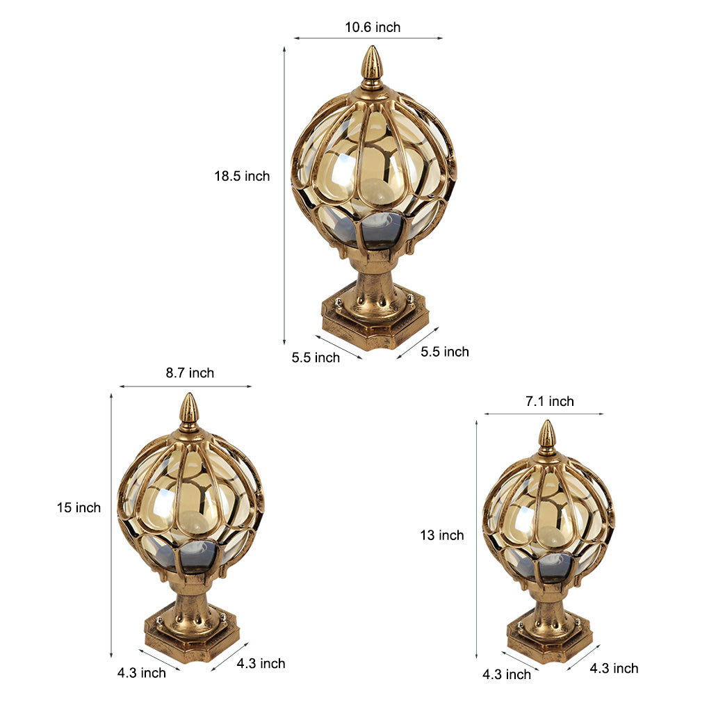 Vintage Outdoor Pier Mount Post Light With Glass Globe