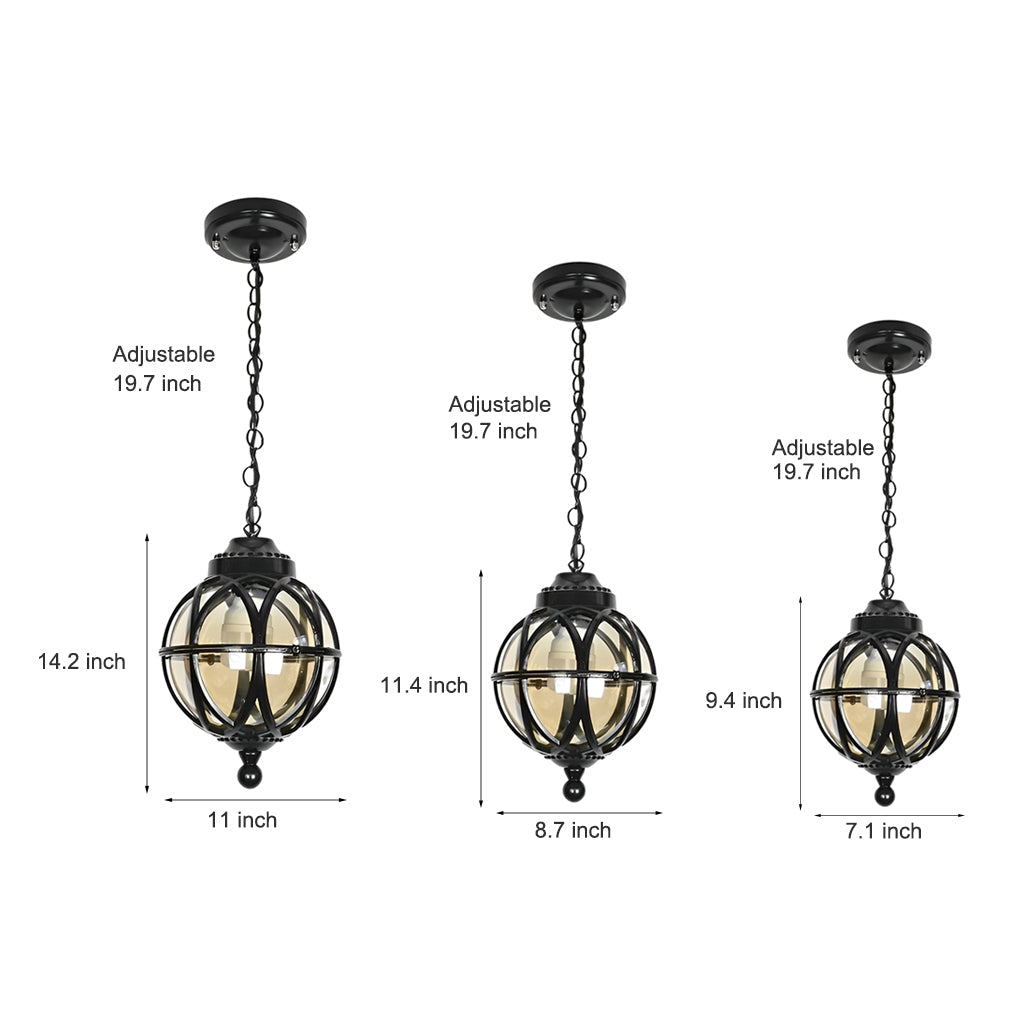 European Style Retro Pendant Aluminum Glass Hanging Ball Outdoor Ceiling Light