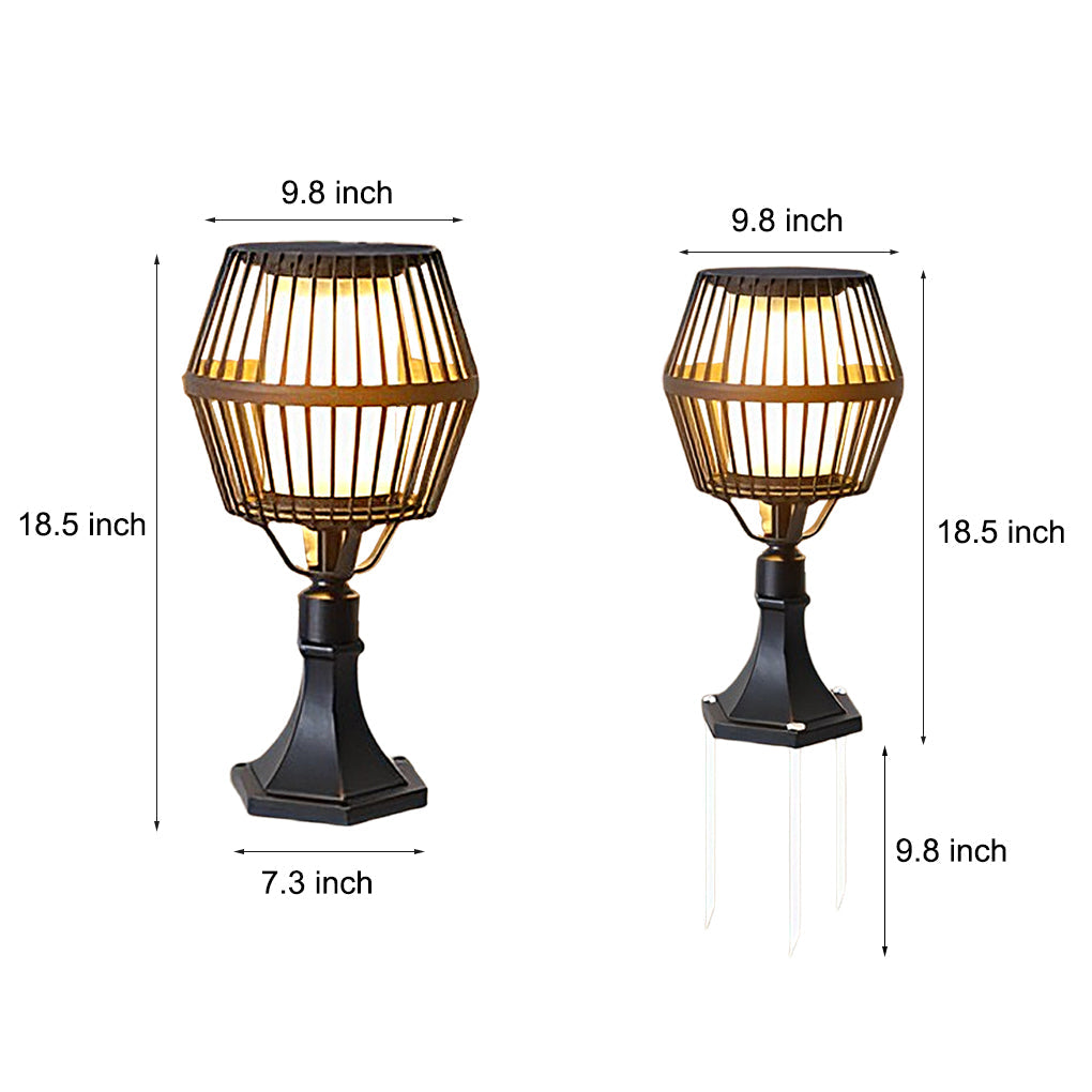 Matte Black Solar Caged Lantern for Modern Outdoor Spaces